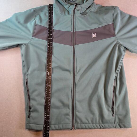 Spyder Men’s XL Hooded Full Zip Jacket Green Black Polyester - Picture 9 of 16